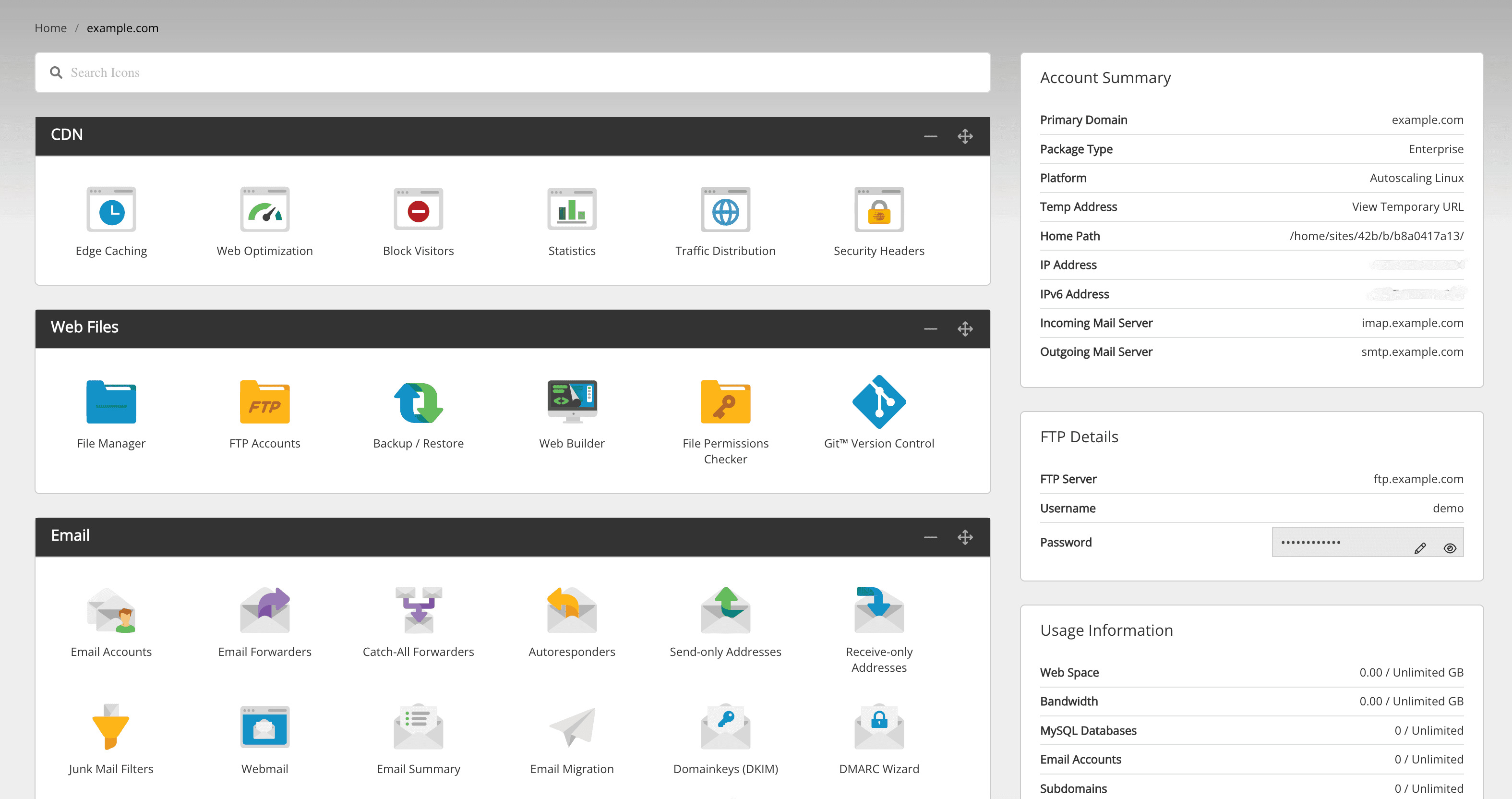 StackCP Dashboard Interface